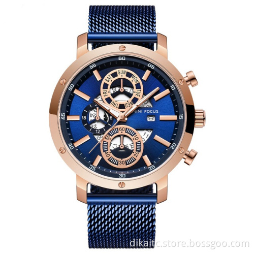 MINIFOCUS Men's Luxury Mesh Strap Business Quartz Watches Top Brand Military Sport Wristwatch Man Relogio Masculino Clock 0190